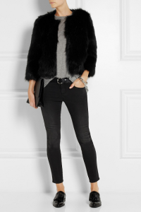 Faux Fur Cropped DKNY Black