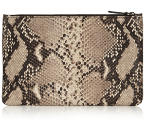 Snake print leather pouch